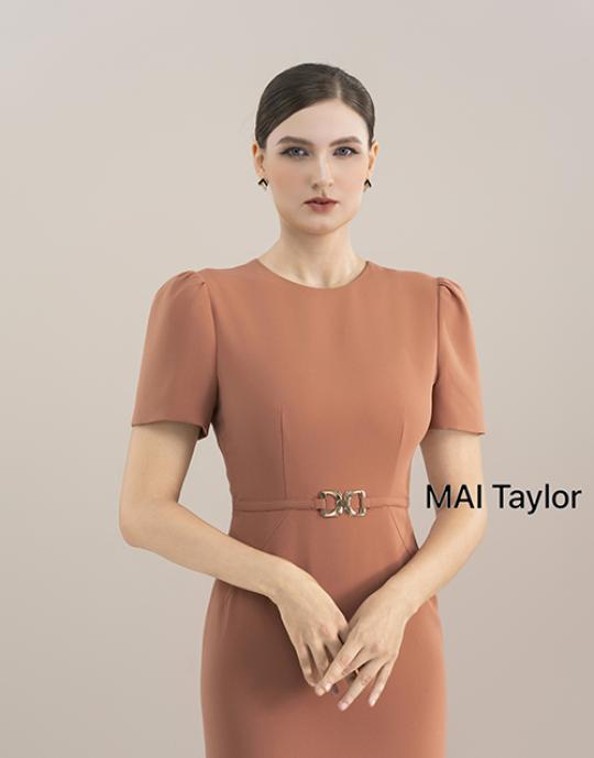Đầm cam đất thắt eo kim loại – Đơn giản mà cuốn hút MAI Taylor