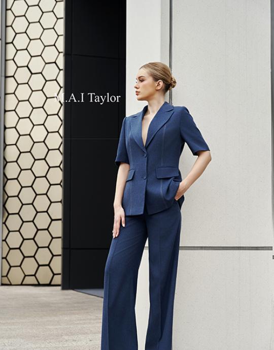 Set vest xanh navy tay lỡ – Thanh lịch hiện đại