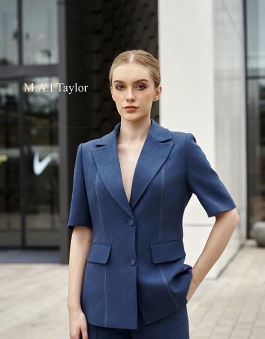Set vest xanh navy tay lỡ – Thanh lịch hiện đại