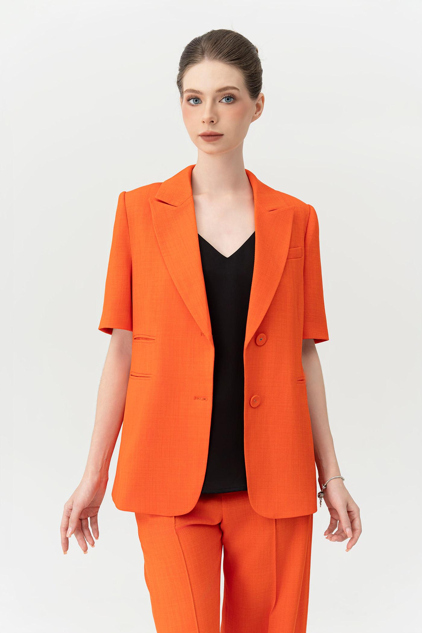 Bộ Suit Tay Ngắn Màu Cam