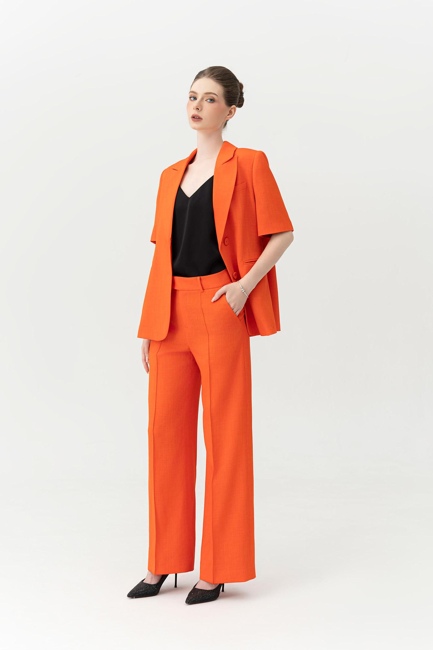 Bộ Suit Tay Ngắn Màu Cam