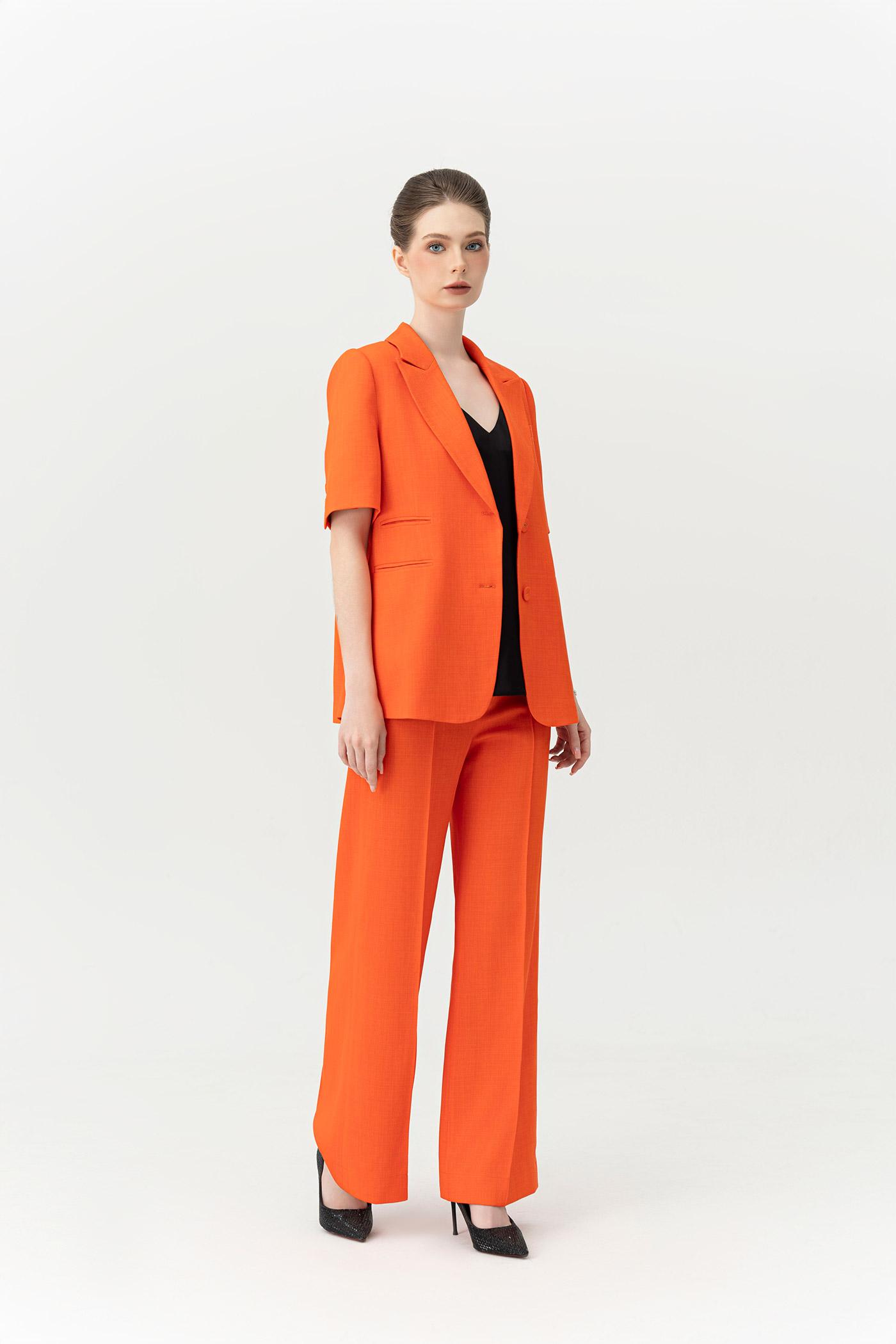 Bộ Suit Tay Ngắn Màu Cam