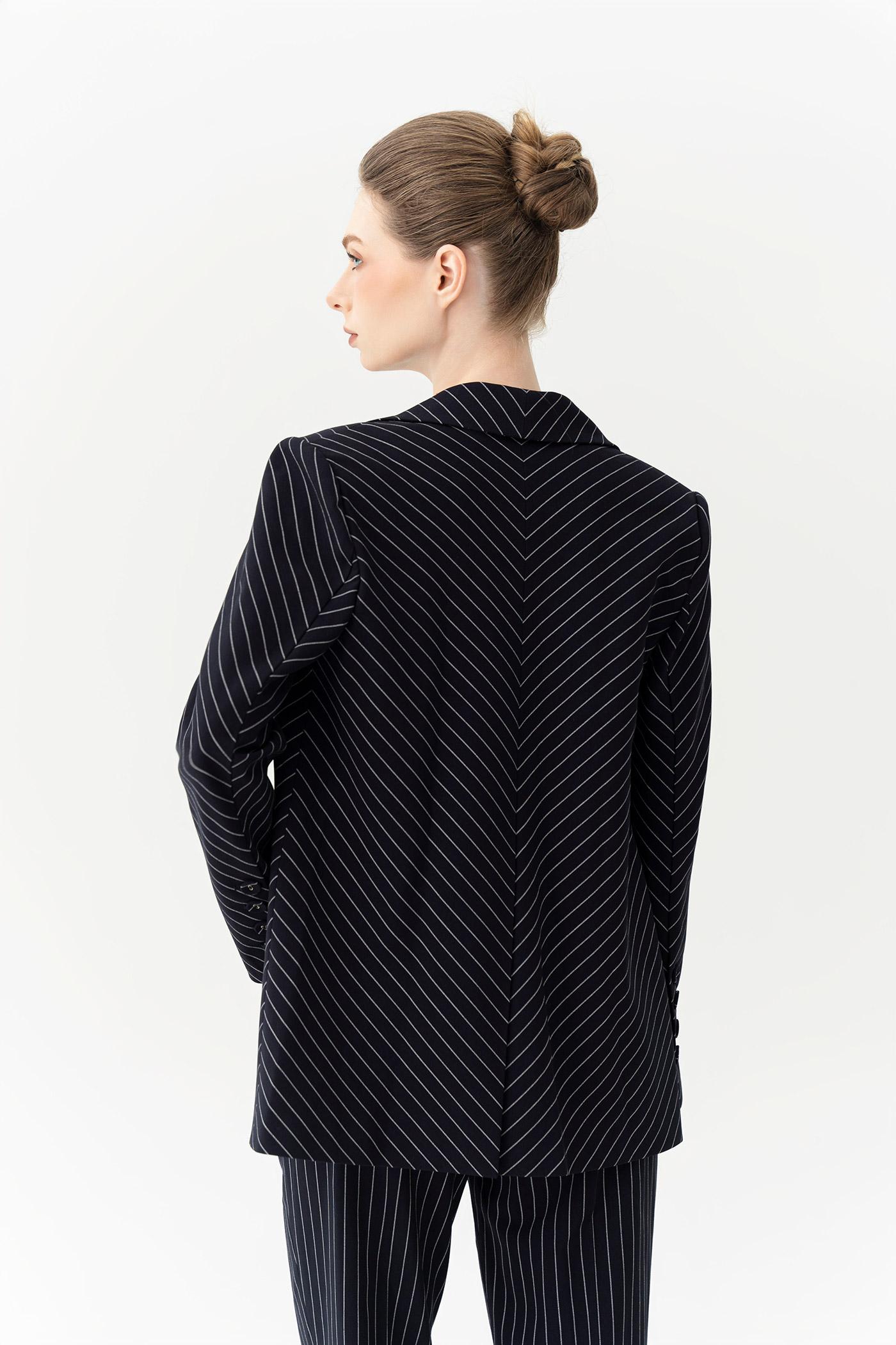 Bộ Suit Nữ Kẻ Sọc Form Chuẩn – Xanh Navy