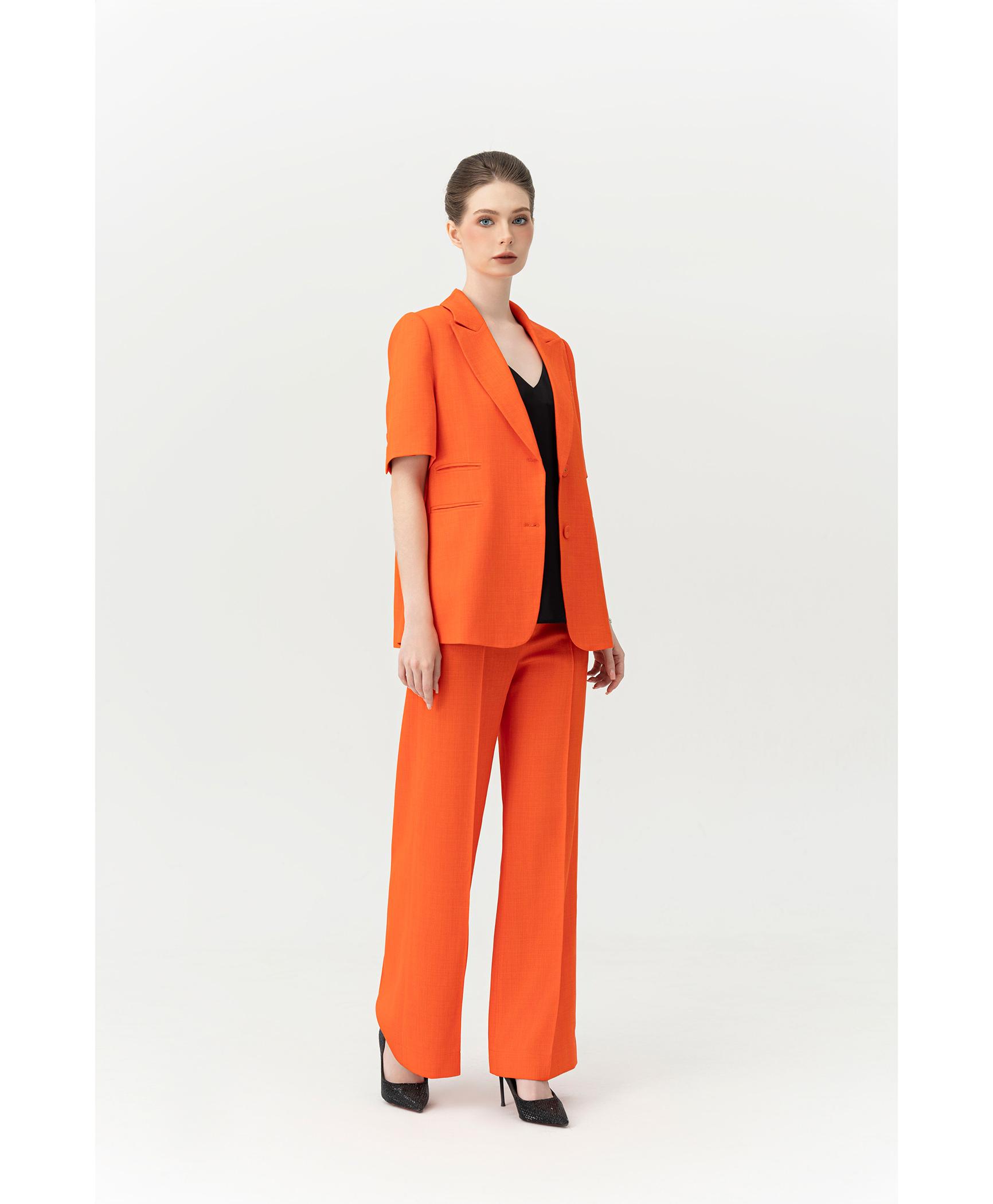 Bộ Suit Tay Ngắn Màu Cam