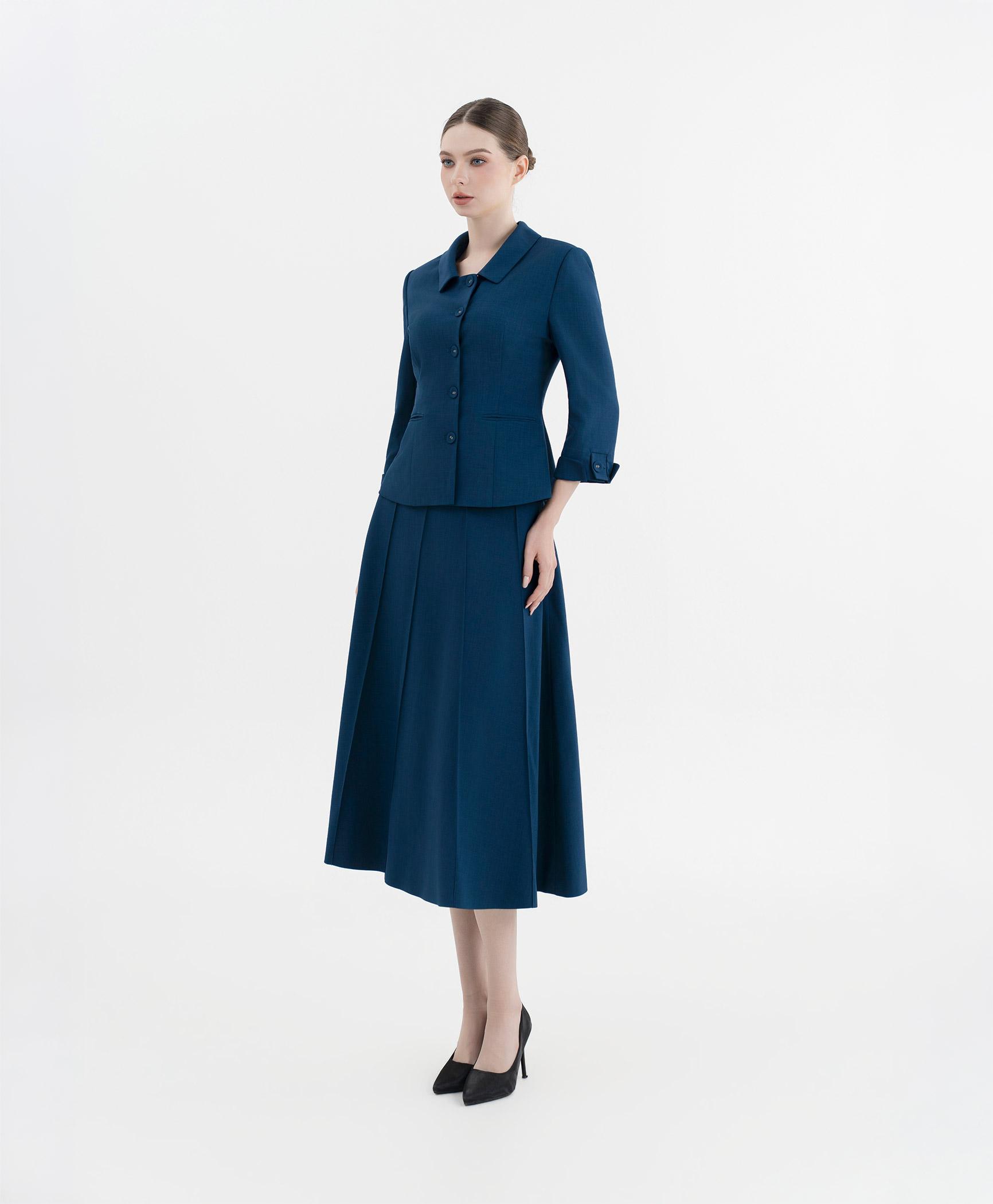 Bộ suit chân váy nữ tay lửng màu xanh navy