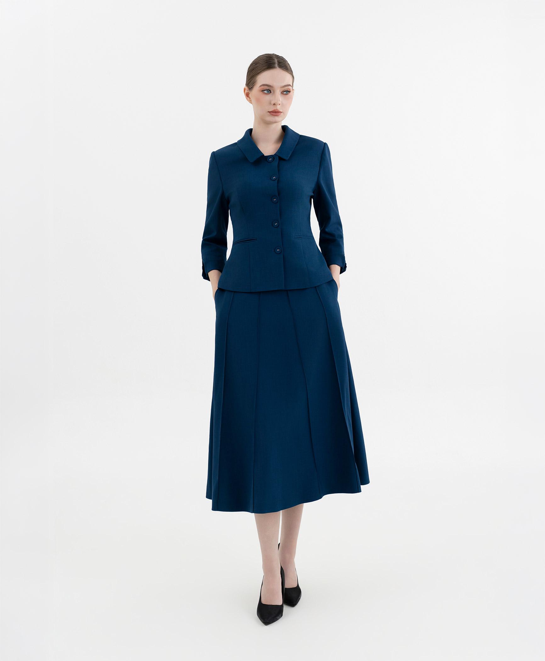 Bộ suit chân váy nữ tay lửng màu xanh navy