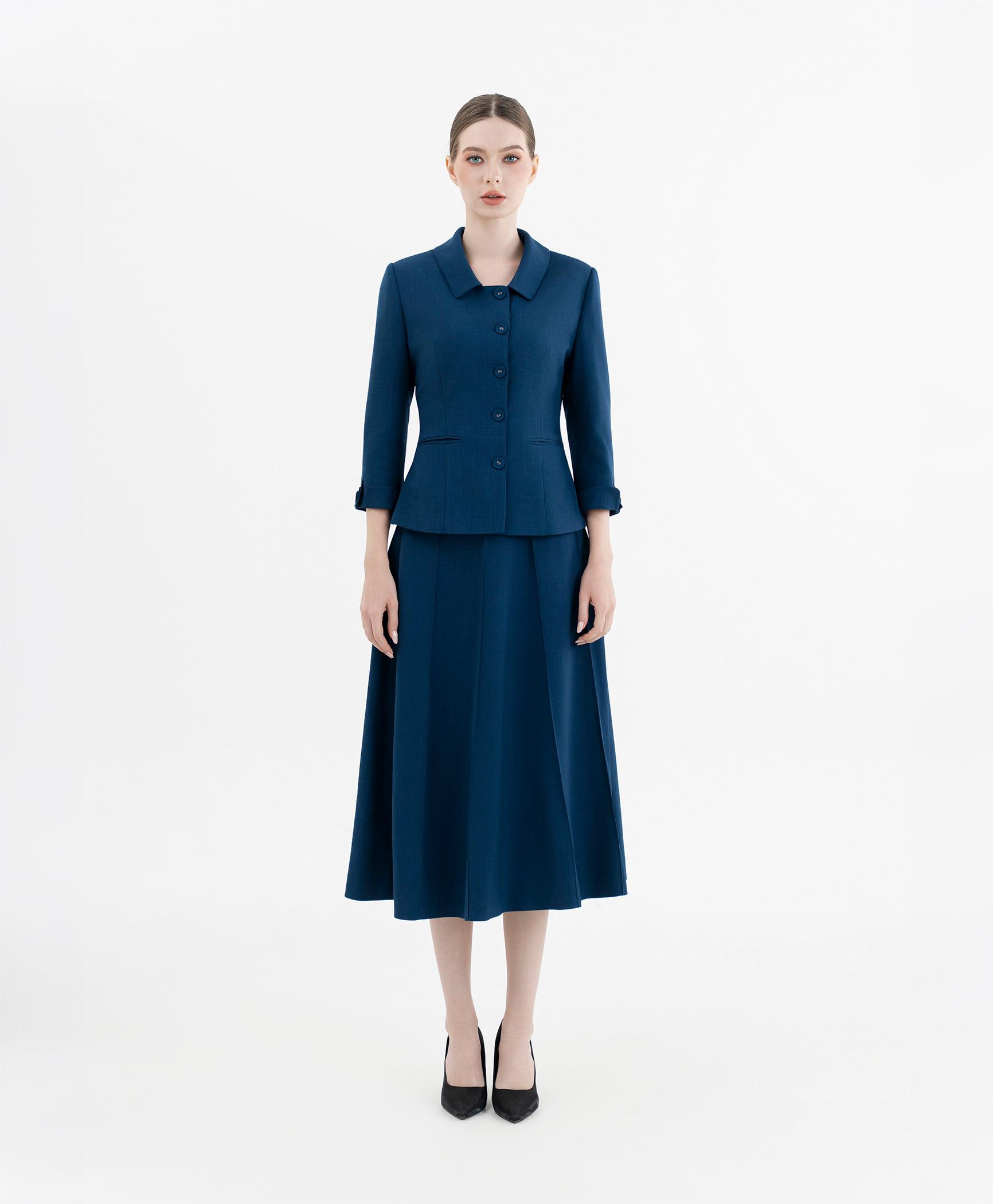 Bộ suit chân váy nữ tay lửng màu xanh navy