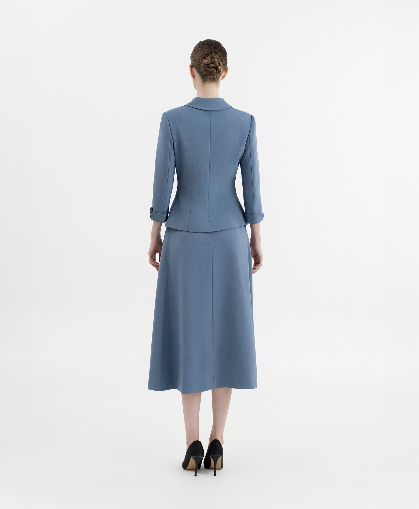 Bộ suit chân váy nữ tay lửng màu xanh lơ