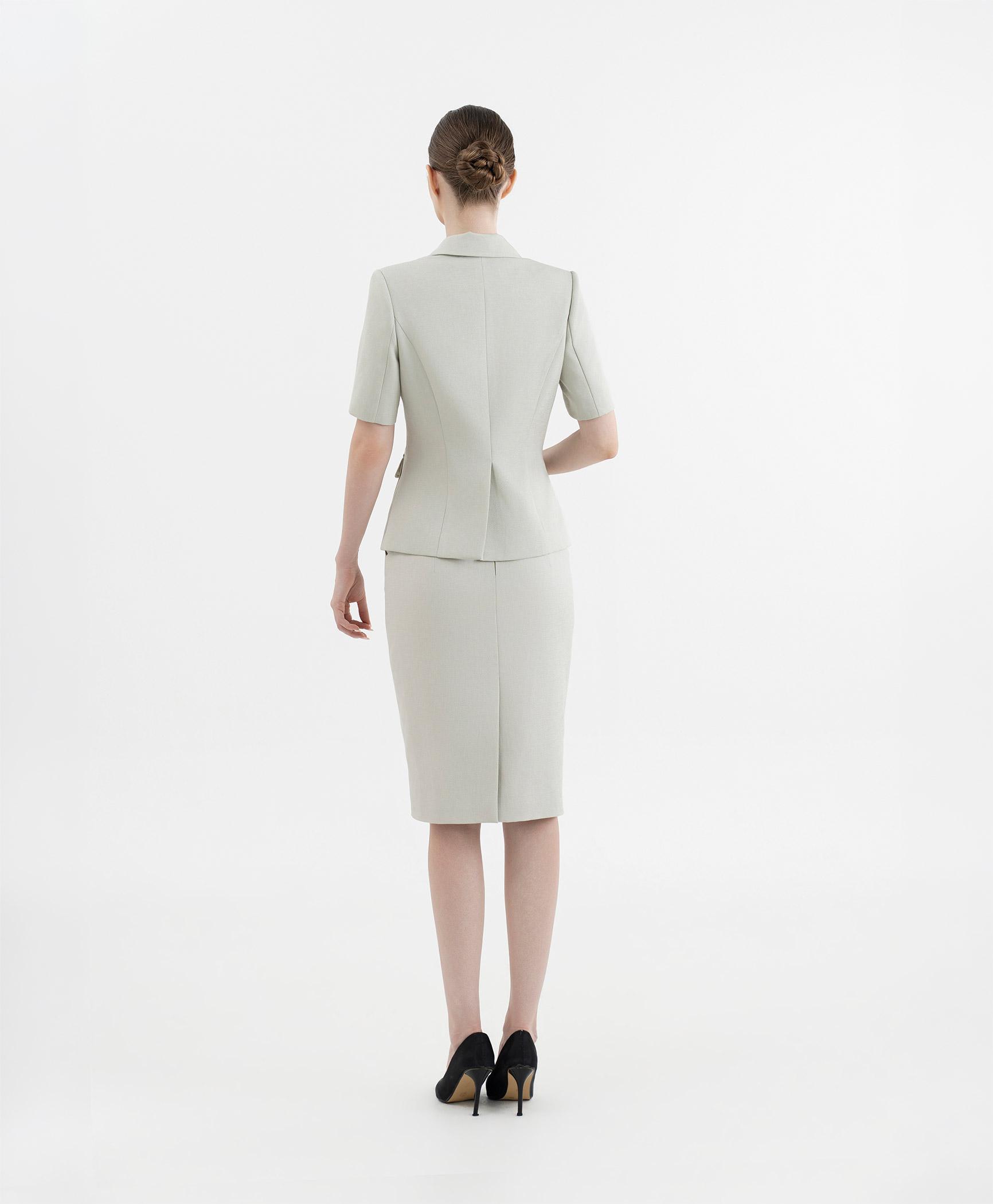 Bộ suit chân váy nữ tay ngắn màu xanh bạc hà