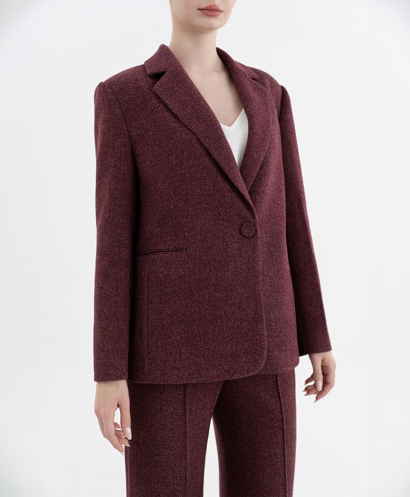 Bộ suit quần nữ blazer một khuy màu đỏ burgundy