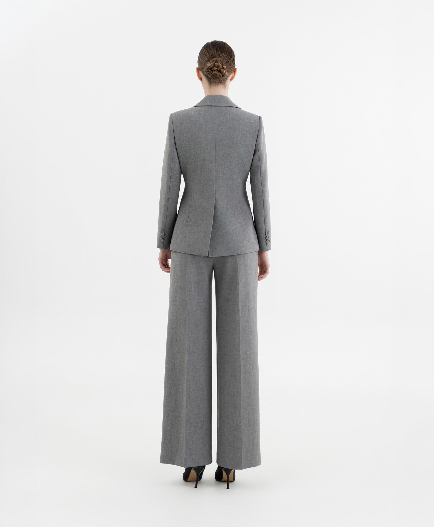 Bộ suit quần nữ 3 món màu ghi xám