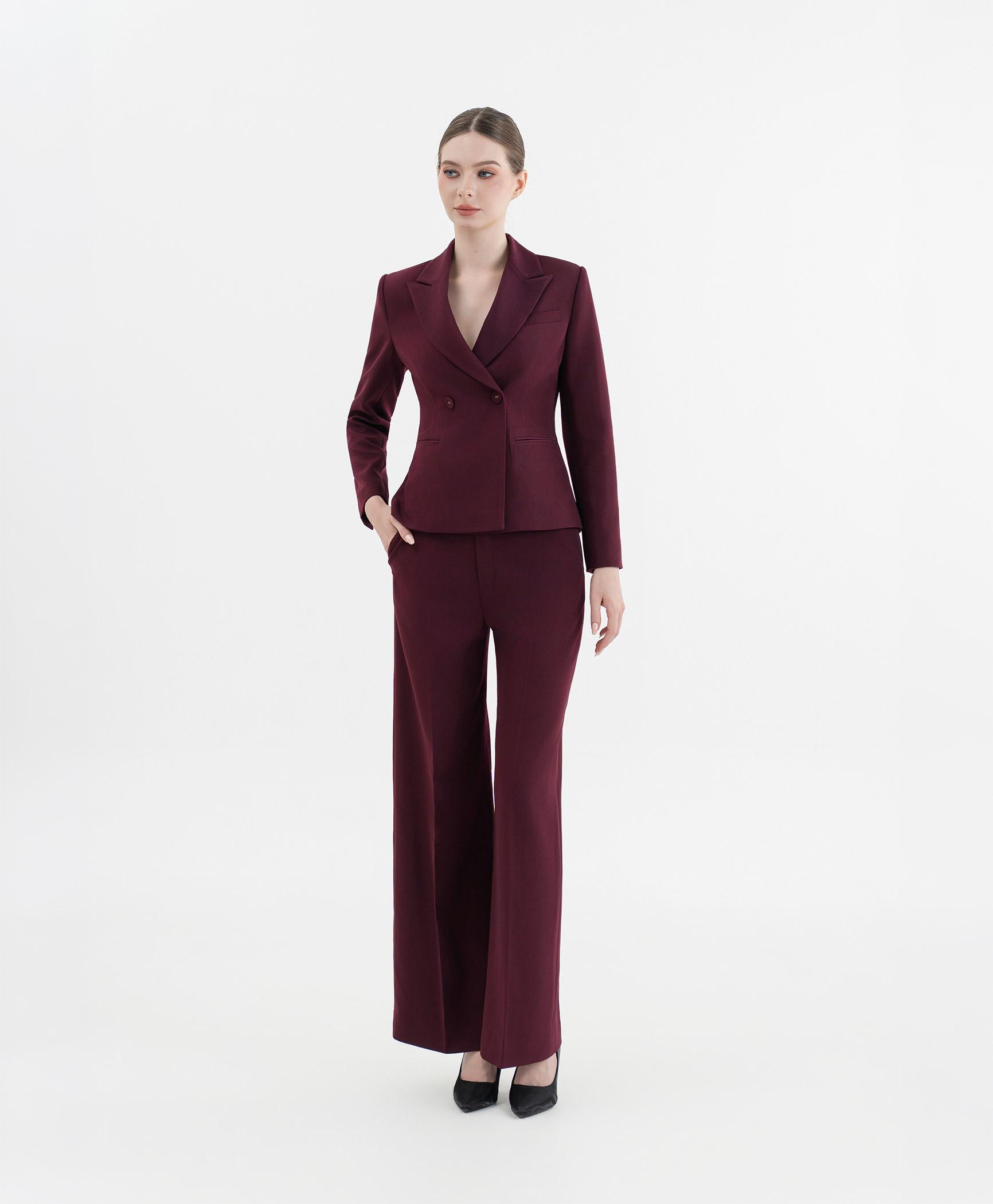 Áo blazer nữ màu đỏ burgundy