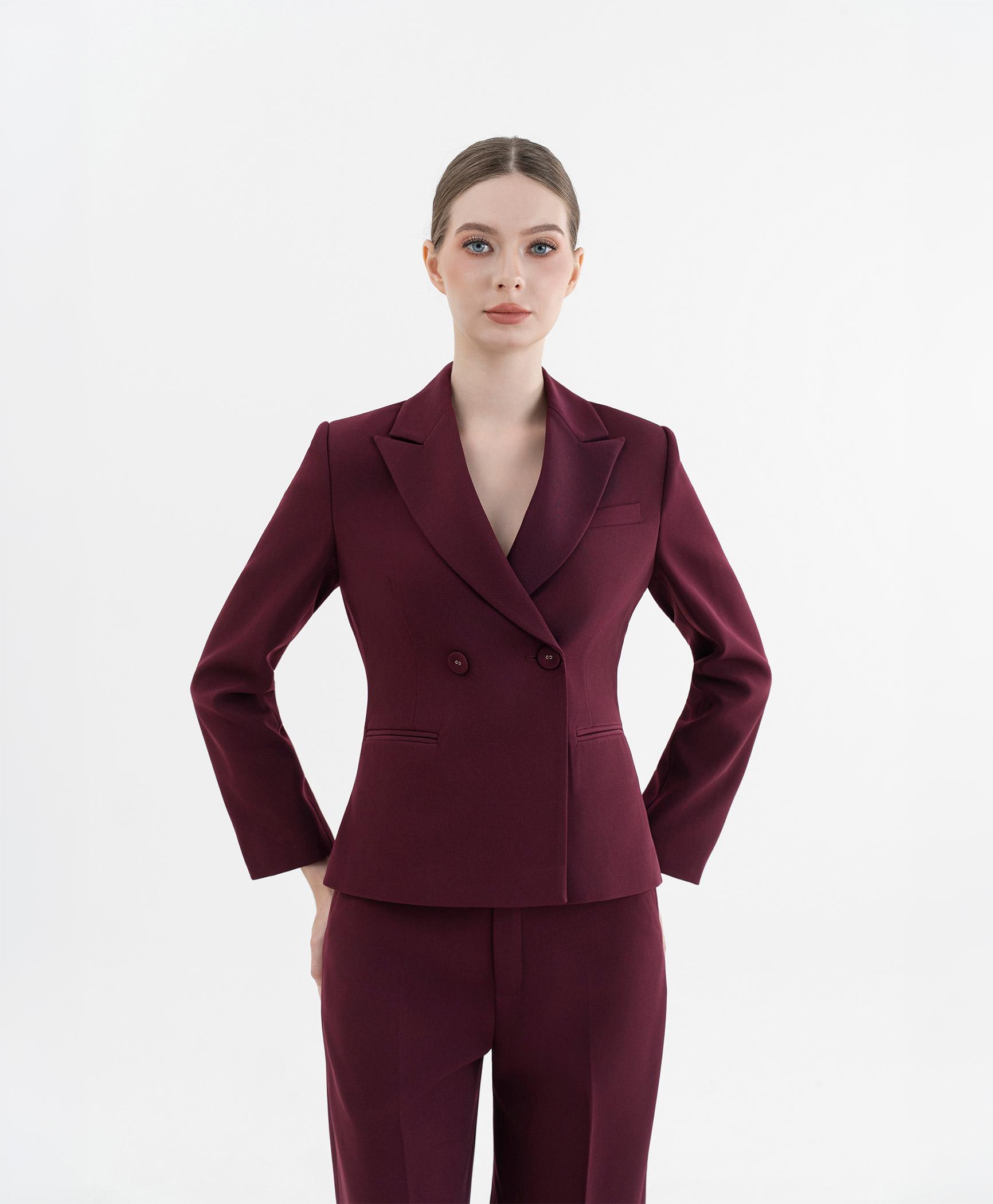Áo blazer nữ màu đỏ burgundy